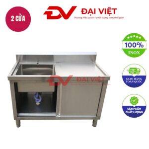 tủ chén inox có bồn rửa 1200x500x700mm