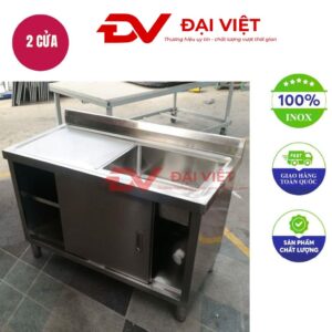 tủ chén inox có bồn rửa 900x500x800mm