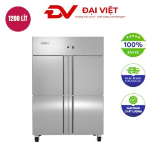 Tủ đông đứng 4 cánh inox 1200 Lít làm lạnh bằng quạt gió