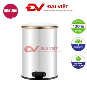 Thùng rác inox tròn đạp chân 12l 250x390mm