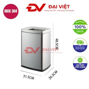 Thùng rác inox không nắp 20l