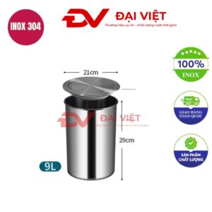 Thùng rác inox nắp lật 9l