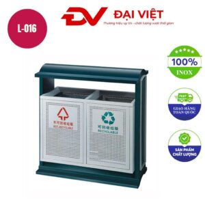 Thùng rác inox ngoài trời 2 ngăn 850x400x920mm