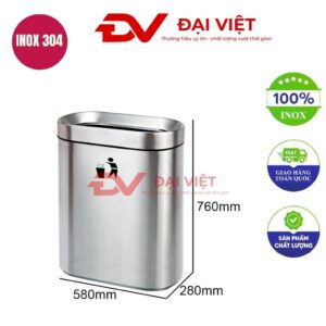 Thùng rác inox ngoài trời 580x280x760mm