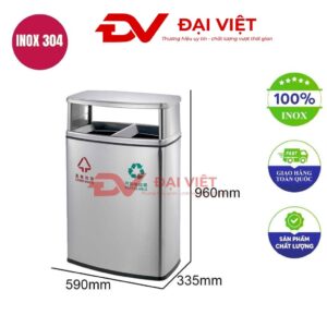 Thùng rác inox ngoài trời 590x335x960mm