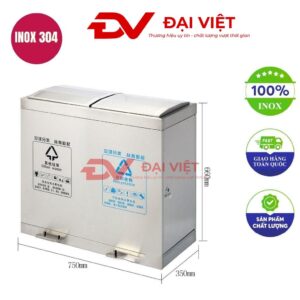 Thùng rác inox ngoài trời 750x350x660mm