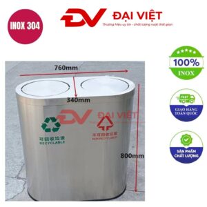 Thùng rác inox ngoài trời 760x340x800mm