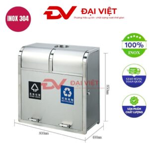 Thùng rác inox ngoài trời 800x400x850mm