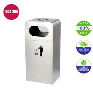 Thùng rác inox ngoài trời có cửa lấy rác