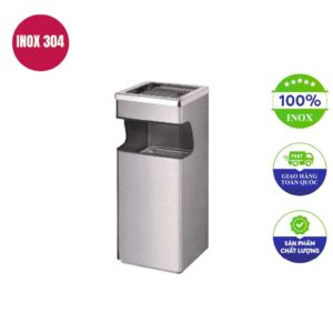 Thùng rác inox ngoài trời có gạt tàn