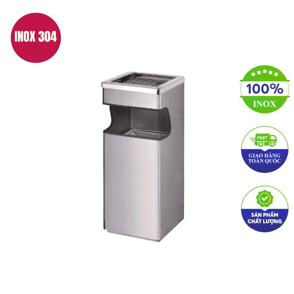 Thùng rác inox ngoài trời có gạt tàn