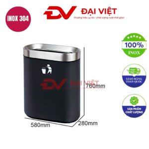 Thùng rác inox ngoài trời miệng lớn 580x280x760mm