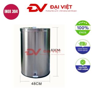 Thùng rác inox tròn 100l 480x830mm