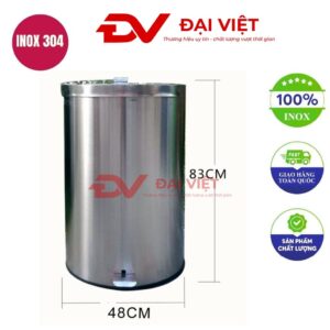 Thùng rác inox tròn 120l 480x830mm
