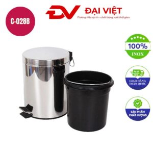 Thùng rác inox tròn đạp chân 20l 285x445mm