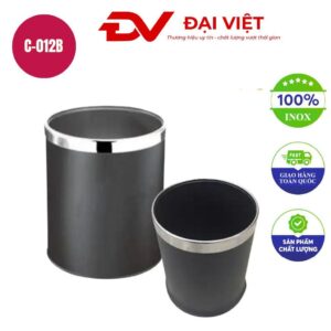 Thùng rác inox văn phòng 2 lớp màu đen 225x275mm