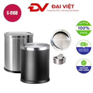Thùng rác inox văn phòng nắp lật xoay 250x300mm