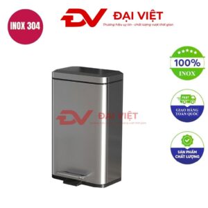Thùng rác inox vuông 9l 220x140x370mm