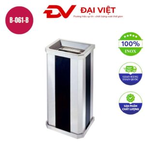 Thùng rác inox vuông cửa trên 310x260x650mm