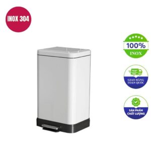 Thùng rác inox vuông đạp chân 270x200x450mm