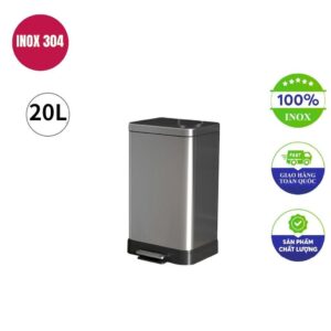 Thùng rác inox vuông đạp chân 310x200x470mm