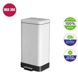 Thùng rác inox vuông đạp chân 310x200x680mm