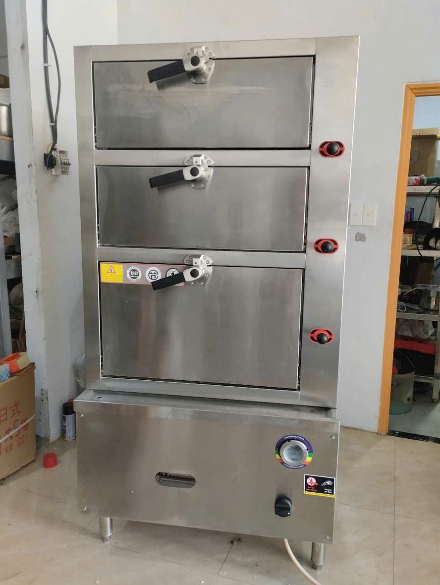 Inox 304 giúp nồi hấp bánh bao bằng điện 2 tầng 47 cm bền và dễ vệ sinh.