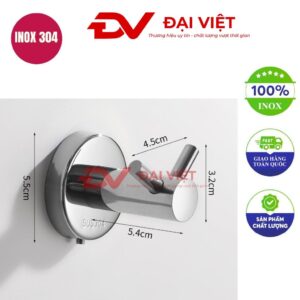 móc treo inox đôi tròn mạ đen 5.4x5.5cm