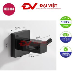 móc treo inox đôi vuông mạ đen 5.4x5.5cm
