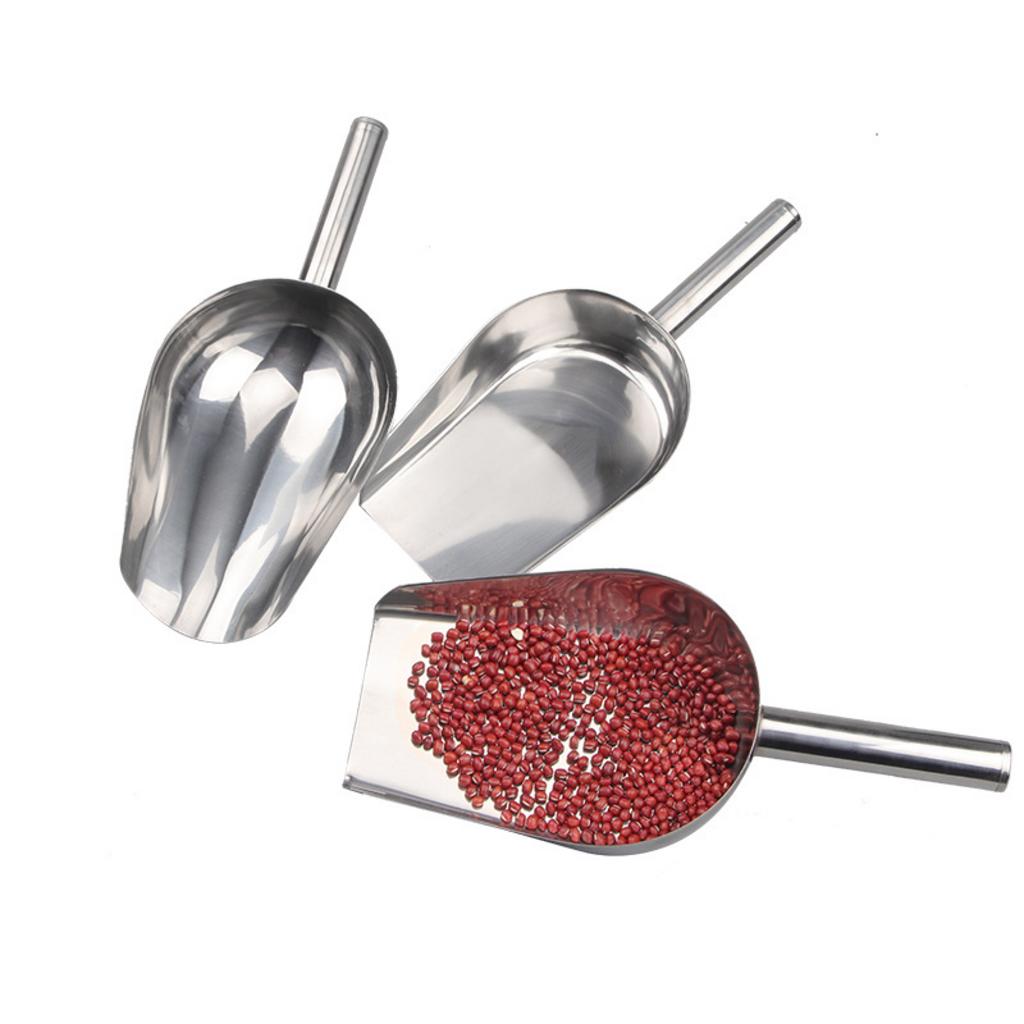 Muôi xúc đá inox 36x10.5cm với kích thước lớn, phù hợp quầy pha chế cần thao tác nhanh.