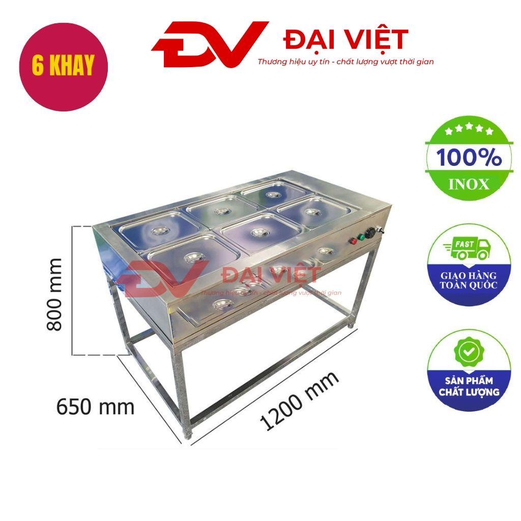 Nồi hâm nóng thức ăn bằng điện 6 khay dùng Inox 304, phù hợp quán cơm, buffet và căng tin.