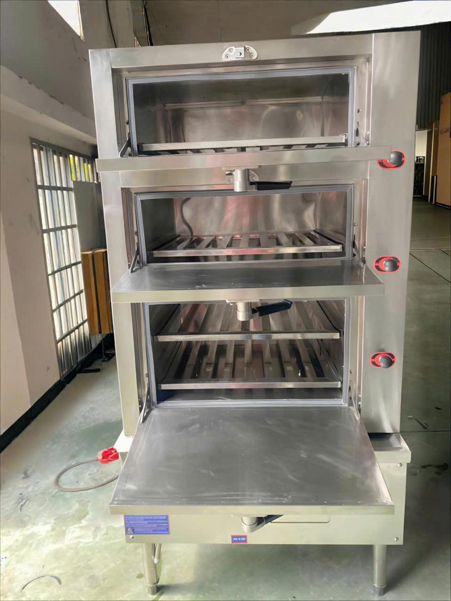 Nồi hấp bánh bao bằng điện 2 tầng 47 cm Inox 304 cho quán ăn sáng và bếp nhỏ.