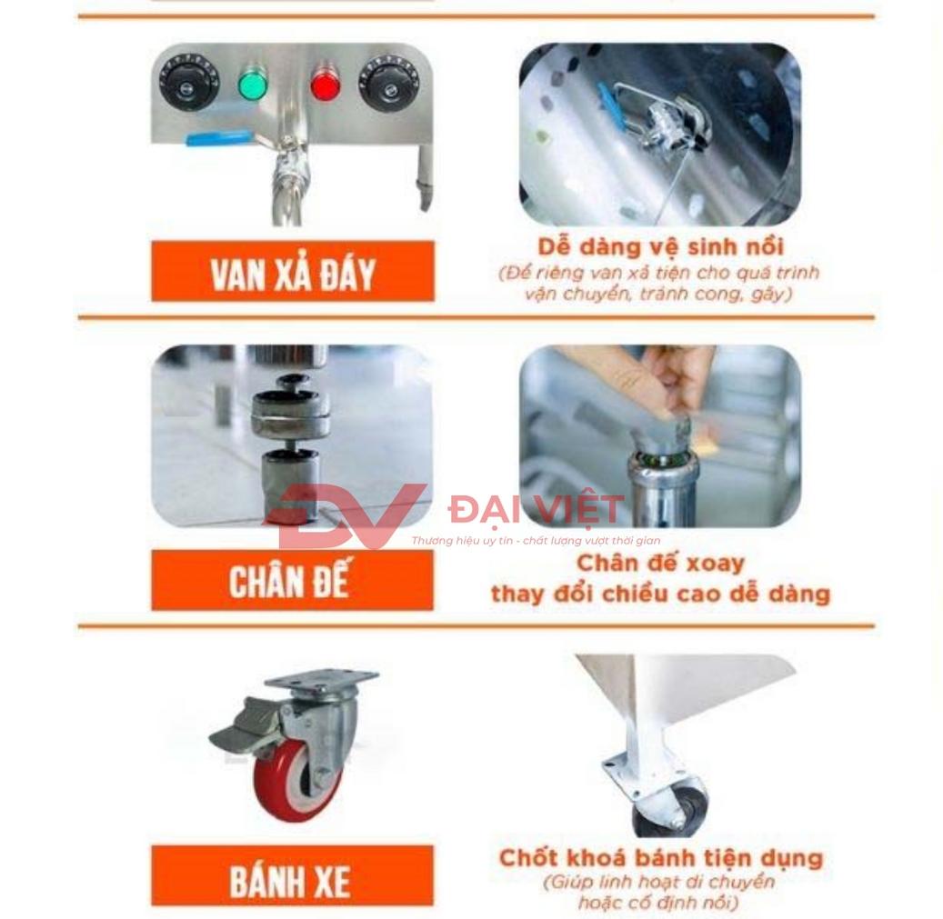 Chi tiết cấu tạo nồi nấu bún bằng điện giúp giữ nhiệt tốt và vận hành an toàn.