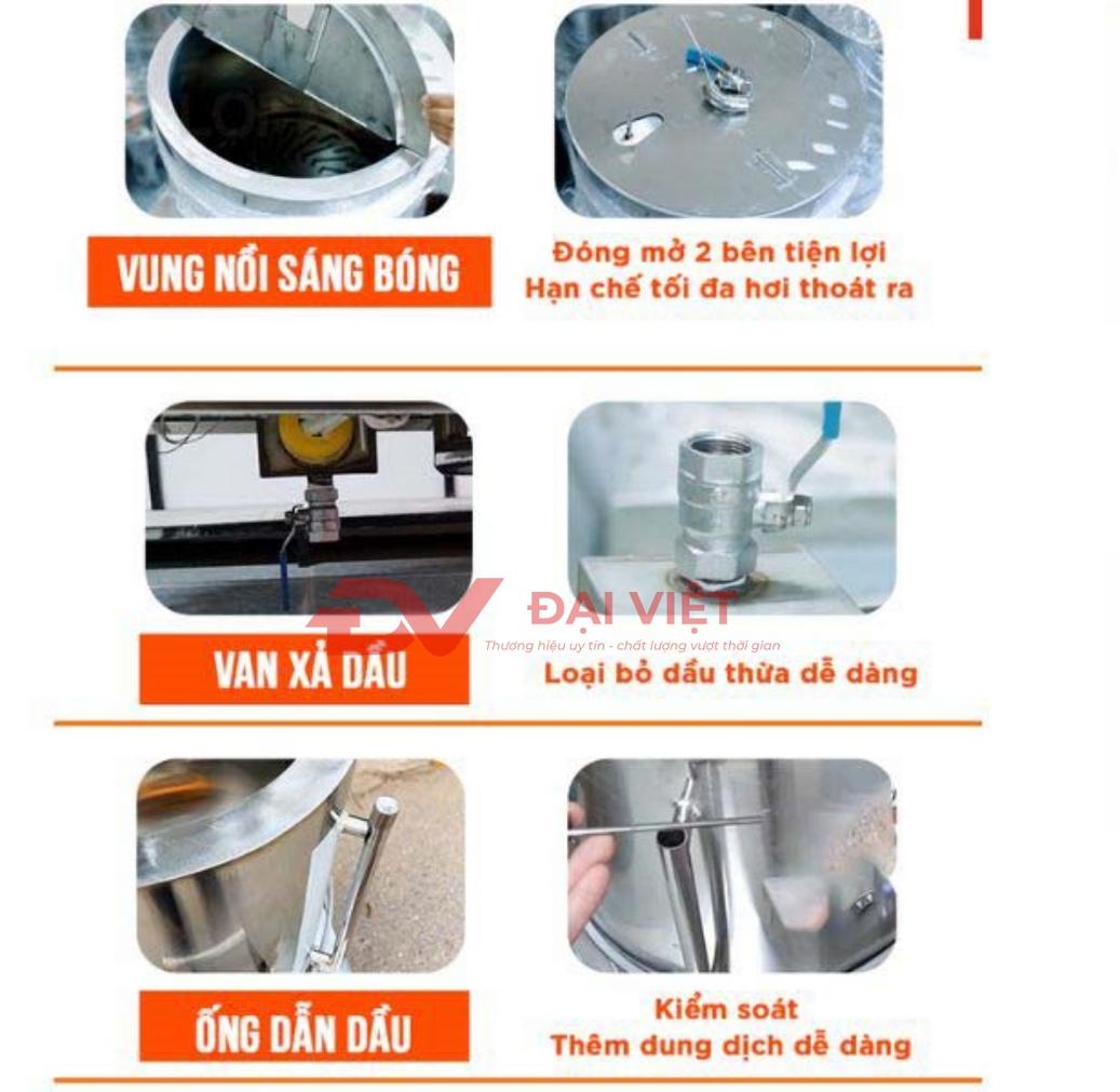Công suất 6 kW giúp nồi đạt nhiệt nhanh và phục vụ mẻ lớn ổn định.