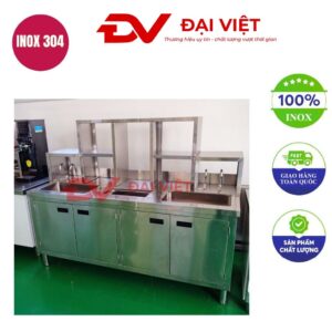 Quầy bar inox 2 bồn rửa 1800x800x800mm