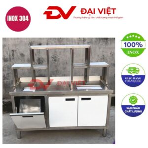 Quầy pha chế cafe inox 1500x700x800mm