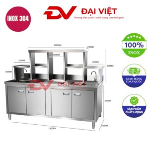 Quầy pha chế cafe inox 4 cửa 1200x600x800mm