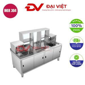 Quầy pha chế inox 2 bồn rửa 1800x800x800mm