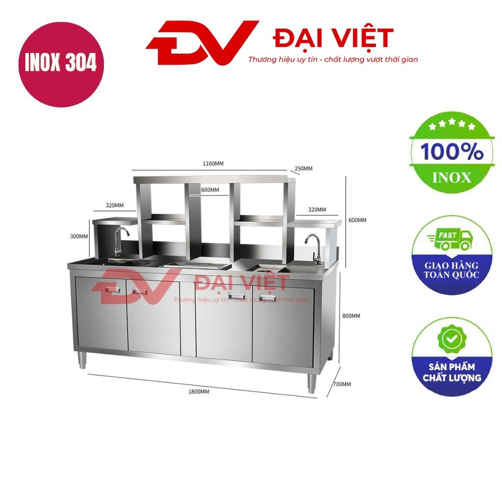Quầy pha chế trà sữa inox 1500x600x800mm