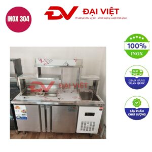 Quầy pha chế trà sữa inox 1500x700x800mm