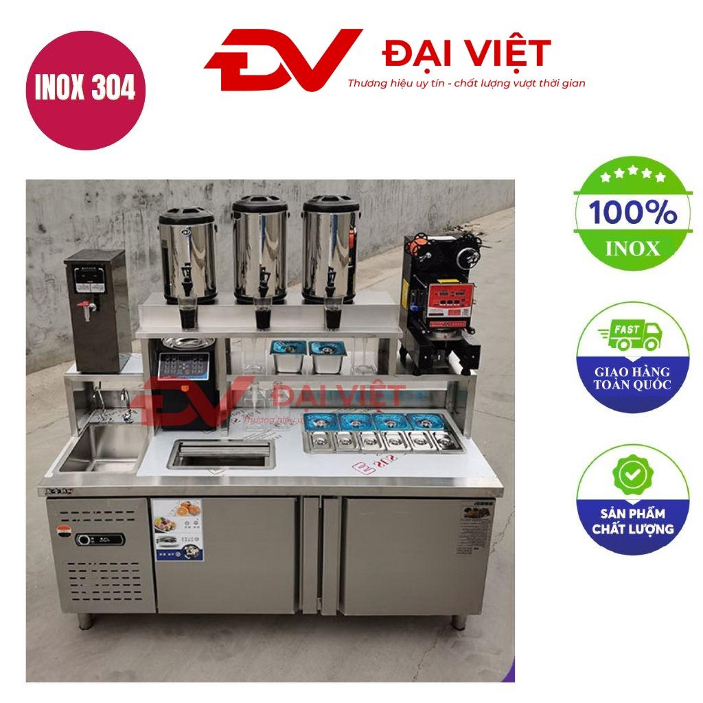 Quầy pha chế trà sữa inox 1800x700x800mm