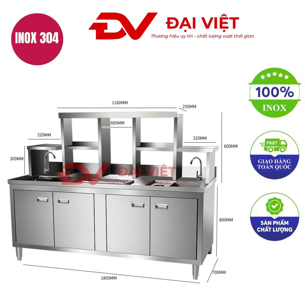 Quầy pha chế trà sữa inox 2000x600x800mm