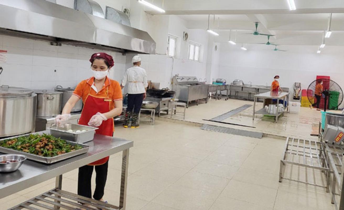 Quy trình 5 bước từ khảo sát mặt bằng đến nghiệm thu bếp ăn trường học.