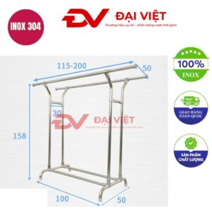 sào treo quần áo inox 100x50x158cm