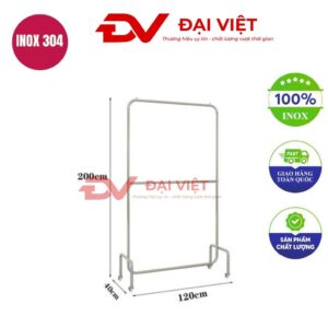 sào treo quần áo inox 120x40x200cm