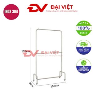 sào treo quần áo inox 150x40x170cm