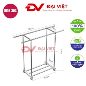 sào treo quần áo inox đôi 100x50x147cm