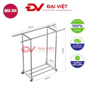 sào treo quần áo inox đôi 100x50x150cm