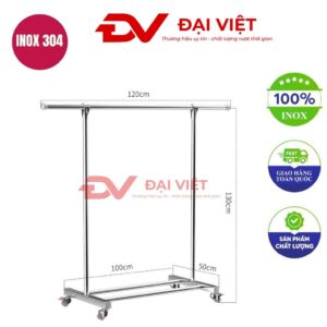 sào treo quần áo inox đơn 100x50x130cm