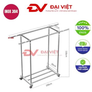 sào treo quần áo lắp ráp 100x50x150cm